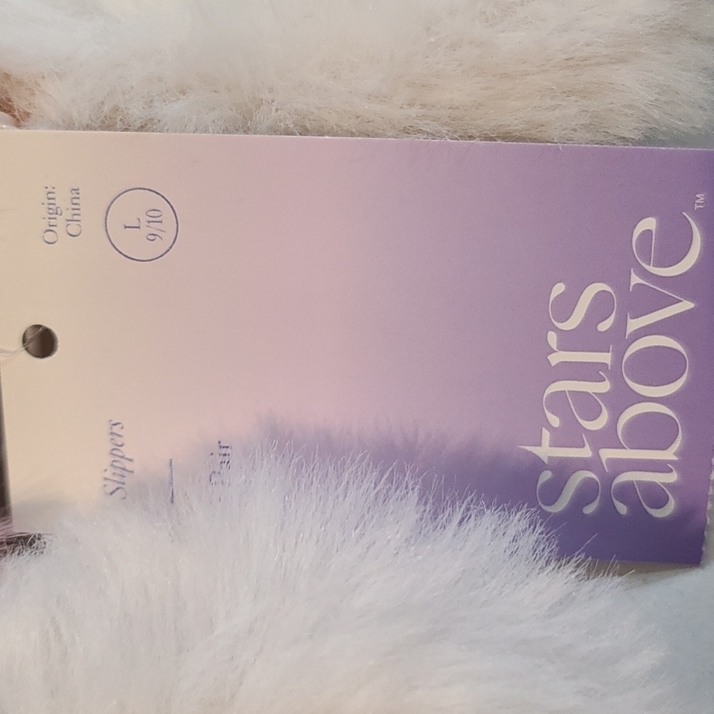 NWT Stars Above Women's Faux Fur Slippers Pink White Sz 5/6, 7/8, 9/10, … - Picture 2 of 8